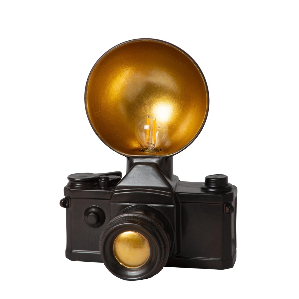 Lucide Nostalgische tafellampExtravaganza Camera zwart met goud - 34546/21/30